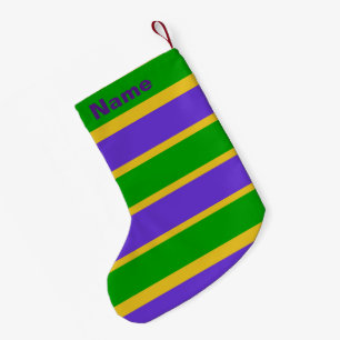 Calcetín Navideño Pequeño Mardi Gras Stripes