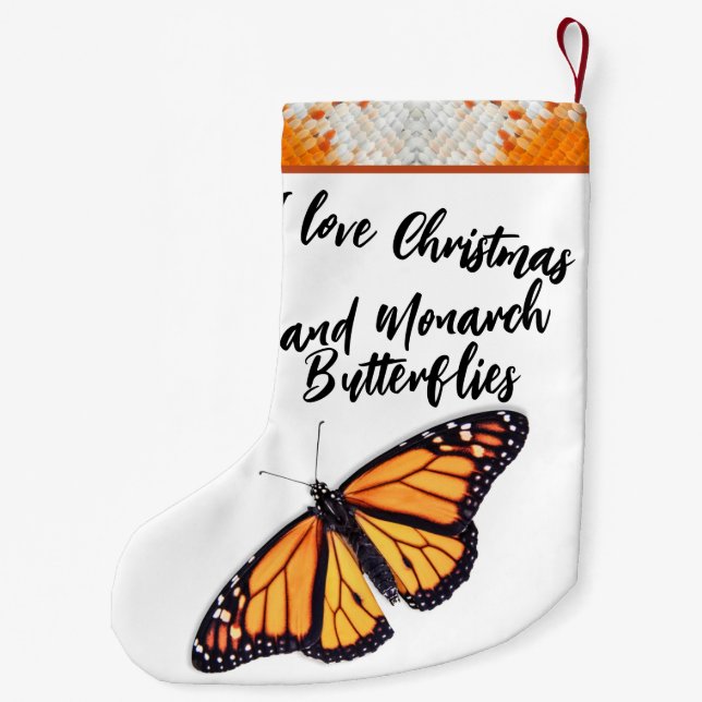Calcetín Navideño Pequeño Mariposa monarca (Reverso)