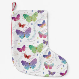 Calcetín Navideño Pequeño Mariposas elegantes violeta y azul brillante