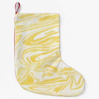 Calcetín Navideño Pequeño Mármol amarillo elegante: Textura de mano