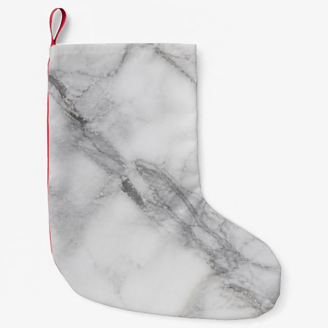 Calcetín Navideño Pequeño Mármol Blanco (Anverso)