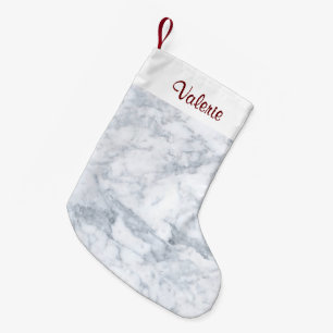 Calcetín Navideño Pequeño Mármol blanco y gris