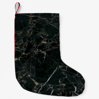 Calcetín Navideño Pequeño Mármol Negro Elegante: Fondo Texturizado