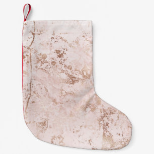 Calcetín Navideño Pequeño Mármol rosa: fondo de textura dorada.