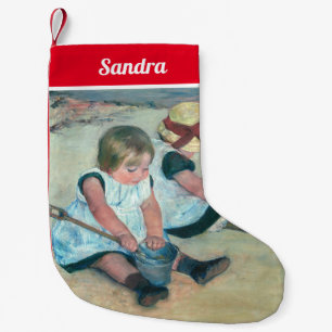Calcetín Navideño Pequeño Mary Cassatt - Niños jugando en la playa
