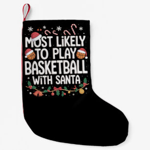 Calcetín Navideño Pequeño Más Probable Que Juegue Baloncesto Con La Familia 
