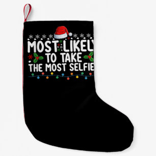 Calcetín Navideño Pequeño Más Probable Que Tome Más Selfies Navidad