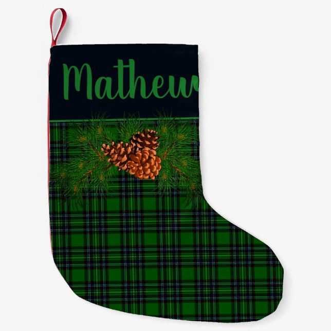 Calcetín Navideño Pequeño Masa verde y negra rústica - detalles del cono de  (Anverso)