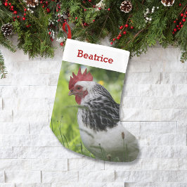 Calcetín Navideño Pequeño Mascota Chicken Lover Foto y nombre personalizado