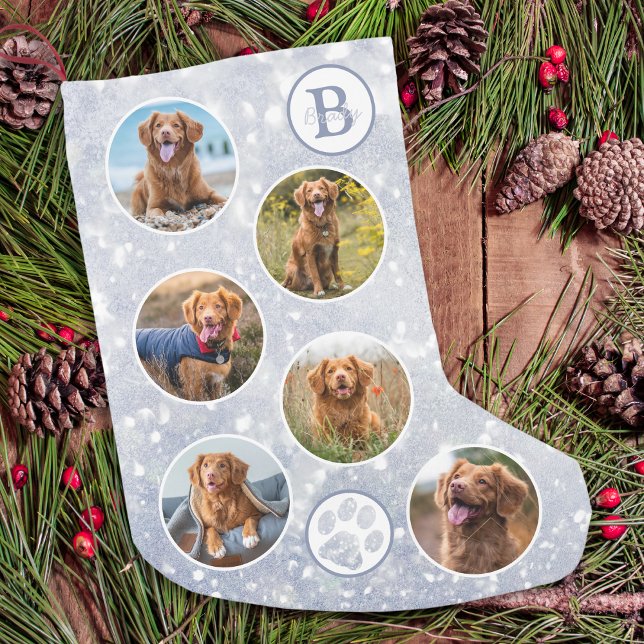 Calcetín Navideño Pequeño Mascota de fotografía personalizado Dog Silver (Subido por el creador)