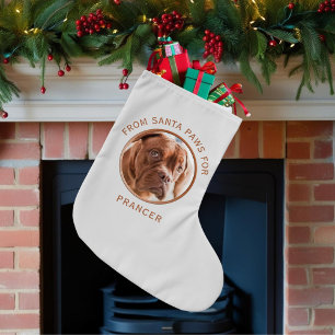 Calcetín Navideño Pequeño Mascota de perro lindo foto Navidades blancos reac
