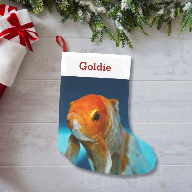 Calcetín Navideño Pequeño Mascota Fish Lover Foto y nombre personalizado (Subido por el creador)