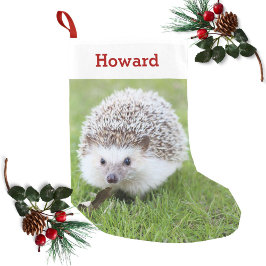 Calcetín Navideño Pequeño Mascota Hedgehog Lover dueño Foto y nombre persona