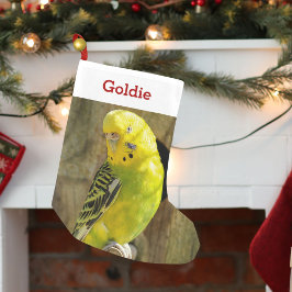 Calcetín Navideño Pequeño Mascota lindo foto de amante de las aves y nombre 