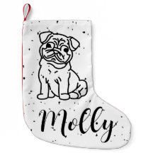 Mascota personalizado Nombre Perro Pug Navidad Bla