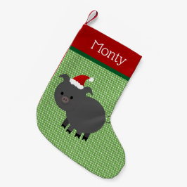 Calcetín Navideño Pequeño Mascota Santa Black Pig Stocking