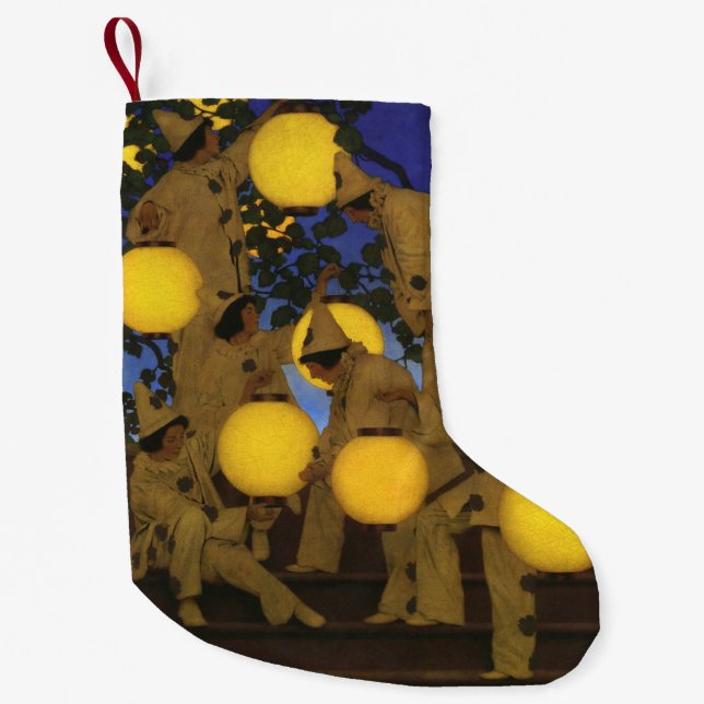 Calcetín Navideño Pequeño Maxfield Parrish Los Portadores de Linternas 1908  (Anverso)