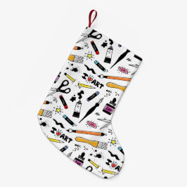 Calcetín Navideño Pequeño Me encanta el patrón de suministros de arte