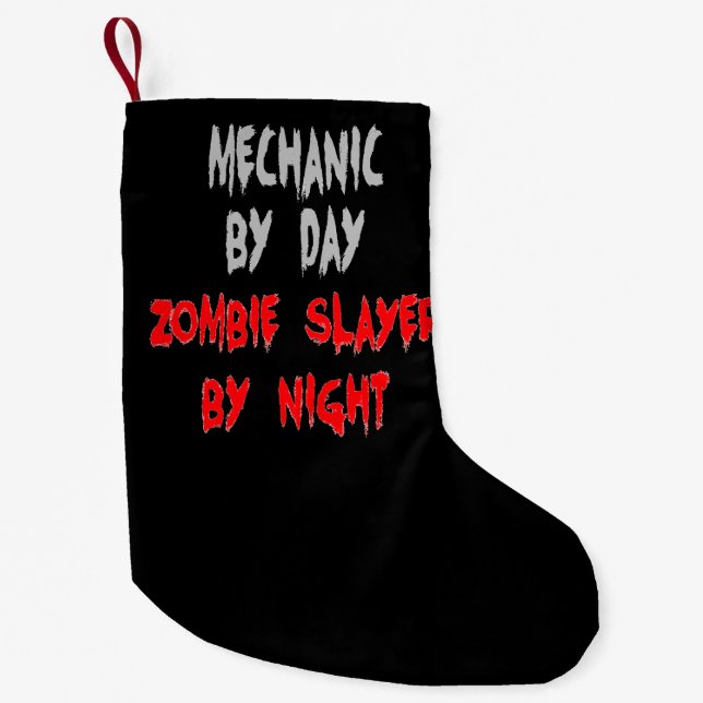 Calcetín Navideño Pequeño Mecánico Zombie Slayer (Anverso)