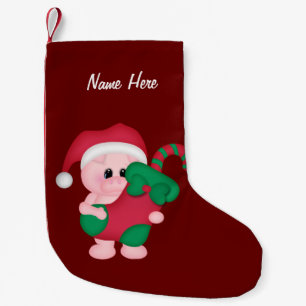 Calcetín Navideño Pequeño Media adaptable del cerdo del navidad