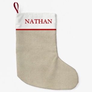 Calcetín Navideño Pequeño Media beige y rojo personalizada rústica simple