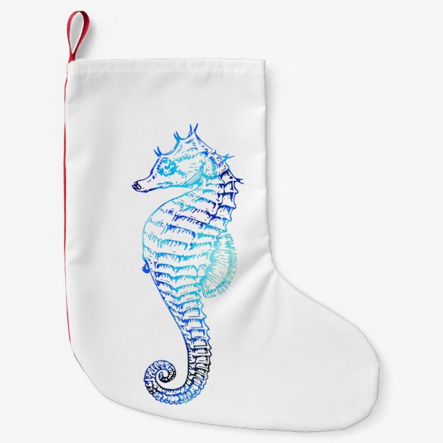 Calcetín Navideño Pequeño Media costera del Seahorse del navidad (Anverso)