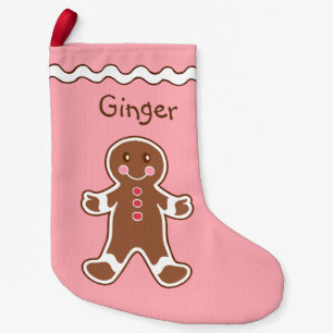 Calcetín Navideño Pequeño Media de Jengibre Rosa