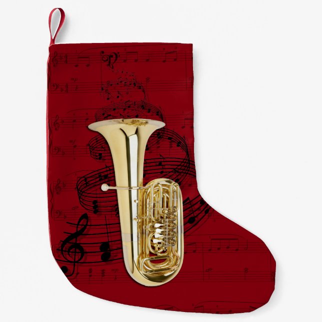 Calcetín Navideño Pequeño Media de la música de la tuba (Anverso)