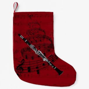 Calcetín Navideño Pequeño Media de la música del Clarinet