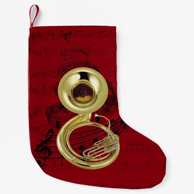 Calcetín Navideño Pequeño Media de la música del Sousaphone que marcha (Anverso)