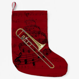 Calcetín Navideño Pequeño Media de la música del Trombone (alto)