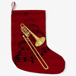 Calcetín Navideño Pequeño Media de la música del Trombone (bajo)