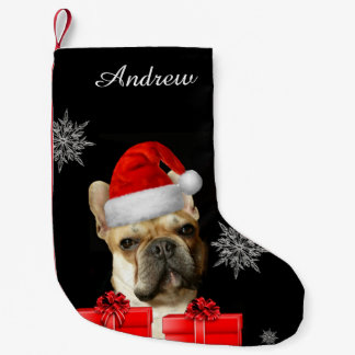 Calcetín Navideño Pequeño Media del bulldog francés del navidad