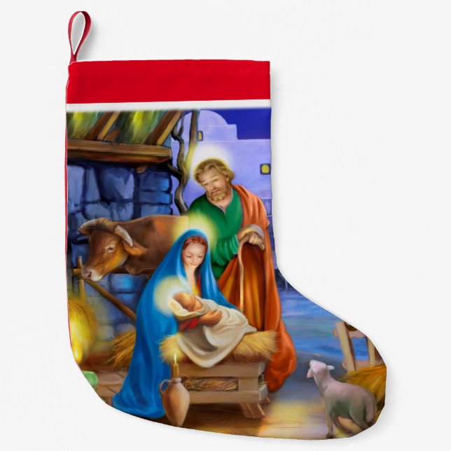Calcetín Navideño Pequeño Media del día de fiesta de la natividad (Anverso)