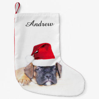 Calcetín Navideño Pequeño Media del perrito del boxeador del navidad