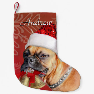 Calcetín Navideño Pequeño Media del perro del boxeador del navidad
