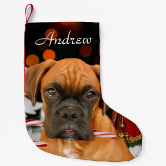 Calcetín Navideño Pequeño Media del perro del boxeador del navidad