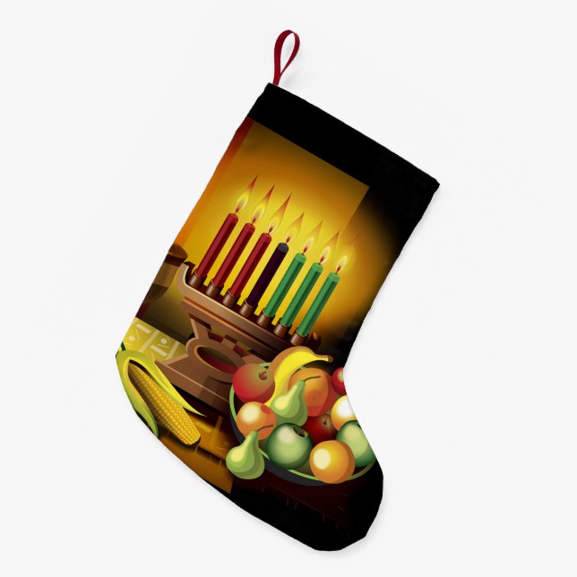 Calcetín Navideño Pequeño Media del regalo de Kwanzaa (Frente (Colgado))