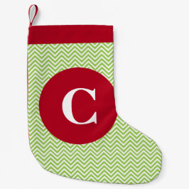 Calcetín Navideño Pequeño Media inicial verde y roja de Chevron
