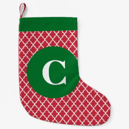 Calcetín Navideño Pequeño Media marroquí roja y verde de la inicial de la
