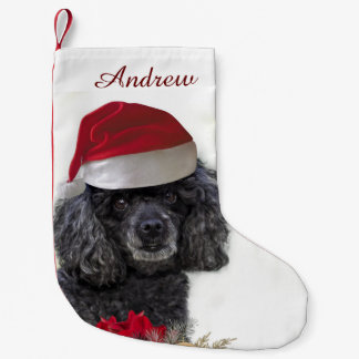 Calcetín Navideño Pequeño Media personalizada del perro de caniche del