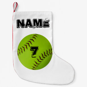Calcetín Navideño Pequeño Media personalizada del softball