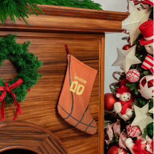 Calcetín Navideño Pequeño Media personalizada textura del baloncesto