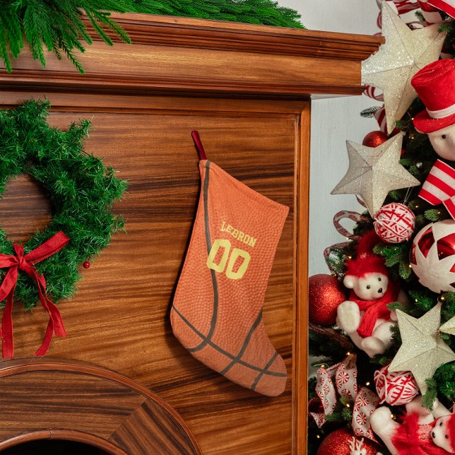 Calcetín Navideño Pequeño Media personalizada textura del baloncesto (Subido por el creador)