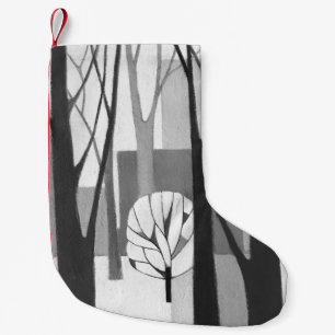Calcetín Navideño Pequeño Media urbana modernista de la pintura del invierno
