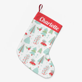 Calcetín Navideño Pequeño Mediano rojete de Navidad Stocking