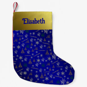 Calcetín Navideño Pequeño medias de navidad azul y dorada