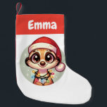 Calcetín Navideño Pequeño Meerkat Merry Christmas Winter Animals Meerkats<br><div class="desc">El Meerkat para Navidades con luces de hadas. Animales divertidos con luces y gorras de amigos para las vacaciones. Los Merkats son animales dulces y son perfectos para los Navidades. Perfecto para sus hijos en la temporada de navidades.</div>