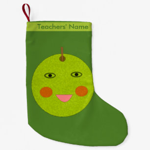 Calcetín Navideño Pequeño Mejor profesor feliz Personalizado de Apple parado