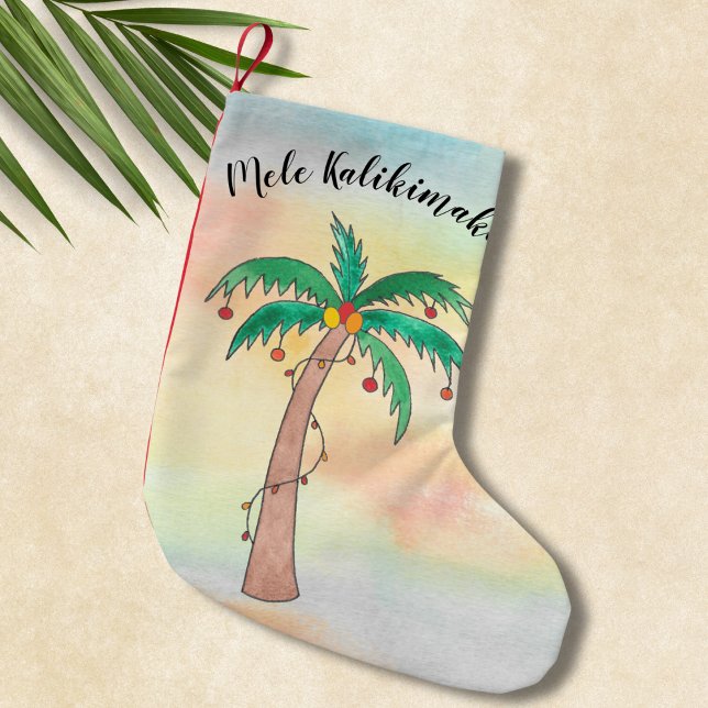 Calcetín Navideño Pequeño Mele Kalikimaka Palm Tree (Subido por el creador)